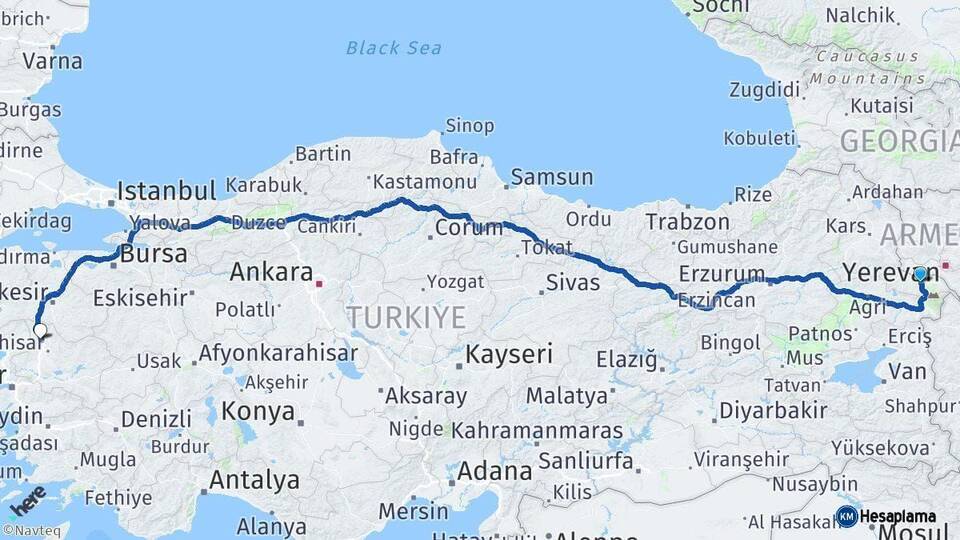 Iğdır Kırkağaç Manisa Arası Kaç Km - Yol Haritası