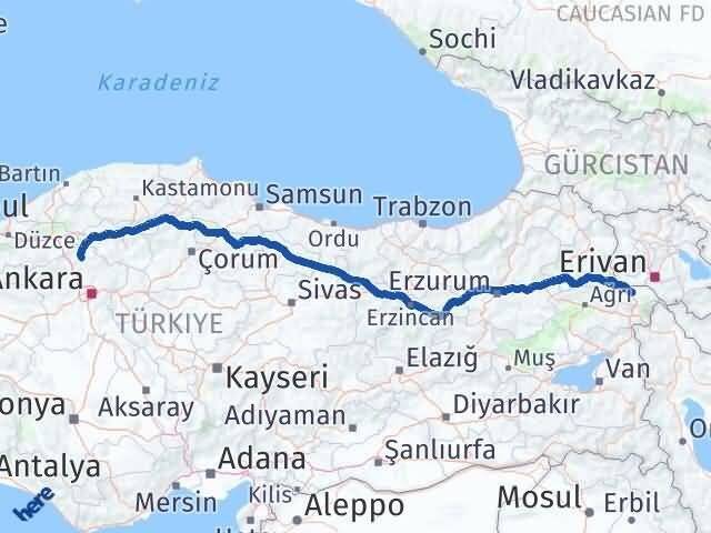 Iğdır Kızılcahamam Ankara Arası Kaç Km - Yol Haritası