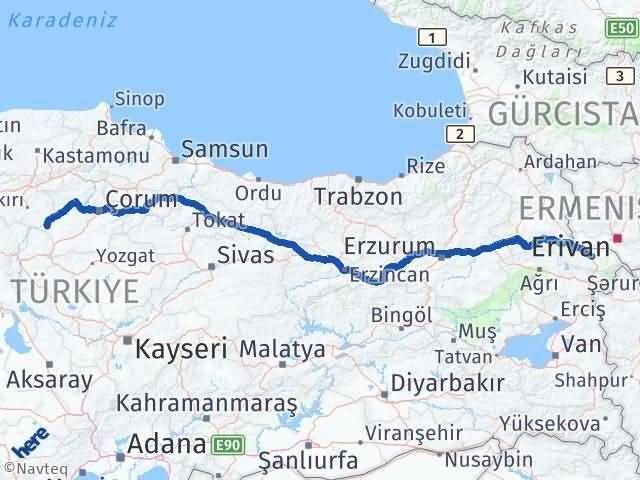 Iğdır Kızılırmak Çankırı Arası Kaç Km - Yol Haritası