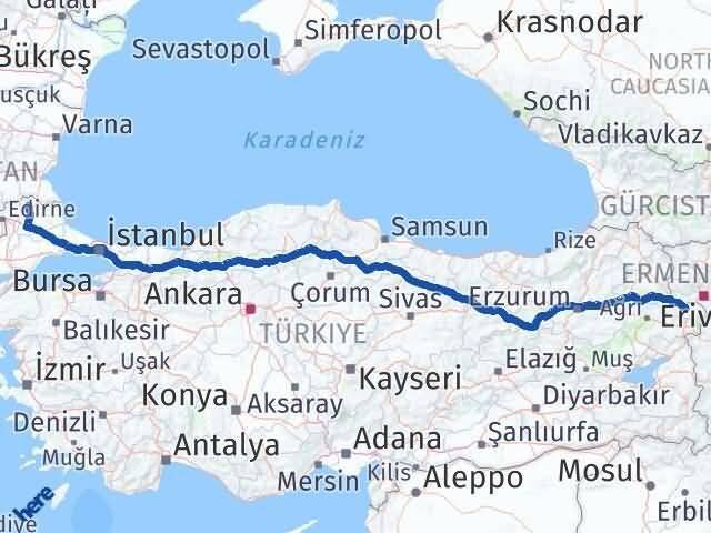 Iğdır Kofçaz Kırklareli Arası Kaç Km - Yol Haritası