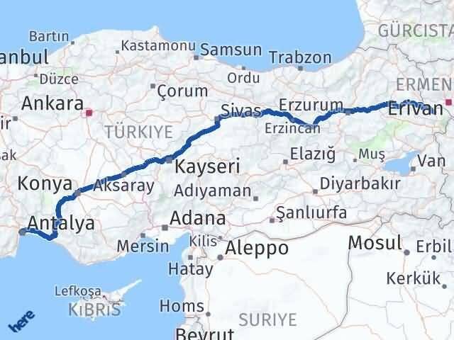 Iğdır Konyaaltı Antalya Arası Kaç Km - Yol Haritası