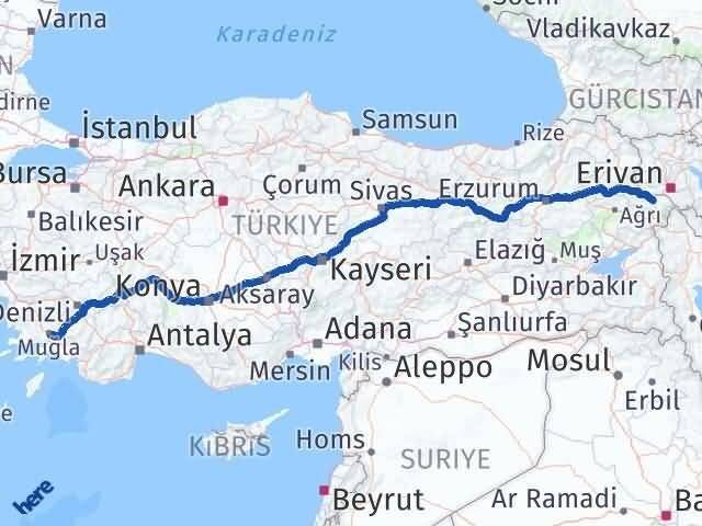 Iğdır Menteşe Muğla Arası Kaç Km - Yol Haritası