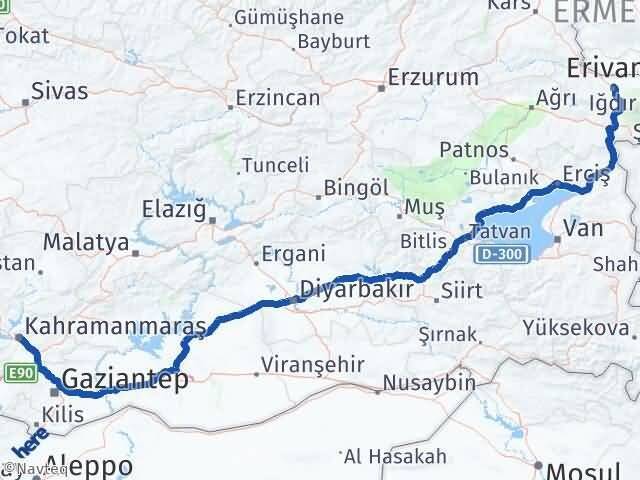 Iğdır Onikişubat Kahramanmaraş Arası Kaç Km - Yol Haritası