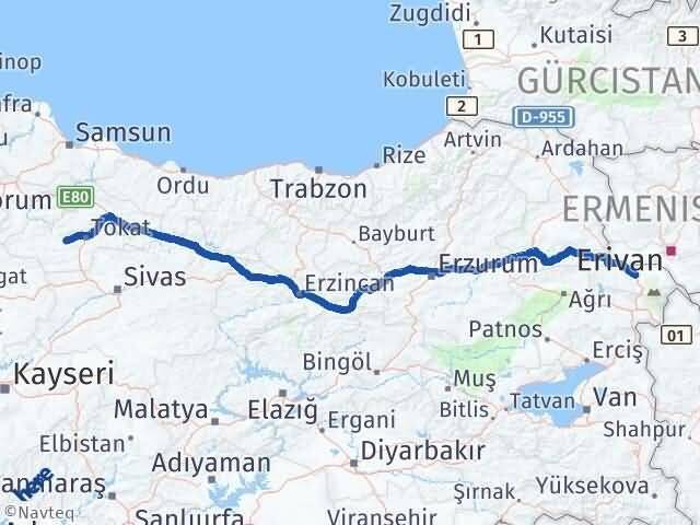 Iğdır Pazar Tokat Arası Kaç Km - Yol Haritası