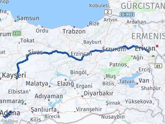 Iğdır Pınarbaşı Kayseri Arası Kaç Km - Yol Haritası