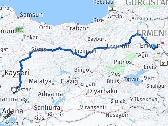 Iğdır Saimbeyli Adana Arası Kaç Km - Yol Haritası
