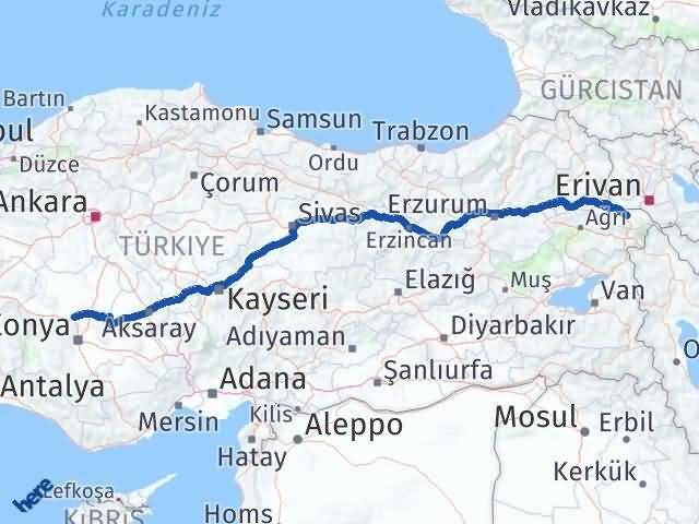 Iğdır Sarayönü Konya Arası Kaç Km - Yol Haritası