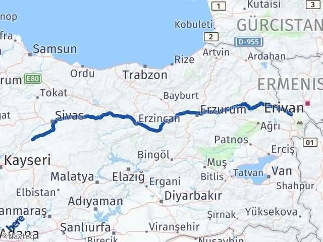 Iğdır Şarkışla Sivas Arası Kaç Km - Yol Haritası