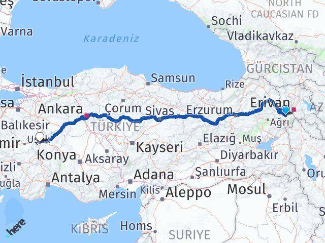 Iğdır Sinanpaşa Afyonkarahisar Arası Kaç Km - Yol Haritası