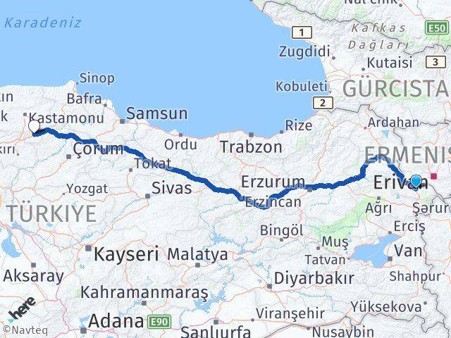 Iğdır Tosya Kastamonu Arası Kaç Km - Yol Haritası
