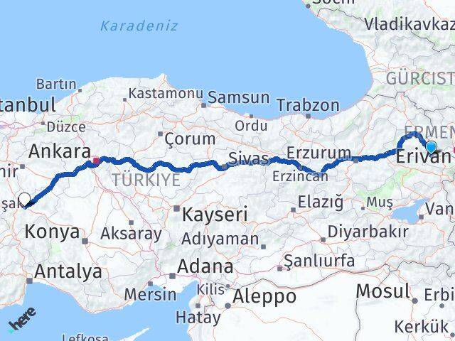 Iğdır Tuzluca Afyonkarahisar Arası Kaç Km - Yol Haritası