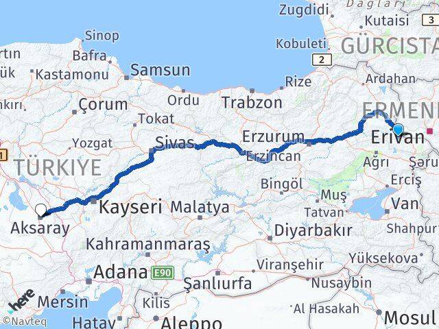 Iğdır Tuzluca Aksaray Arası Kaç Km - Yol Haritası