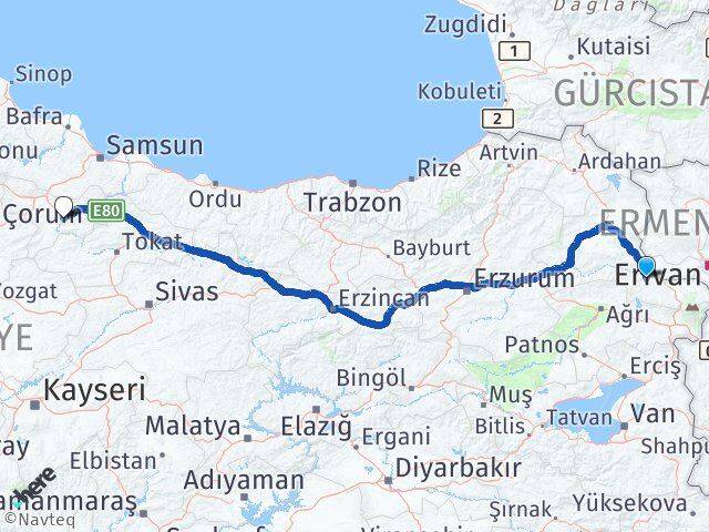 Iğdır Tuzluca Amasya Arası Kaç Km - Yol Haritası