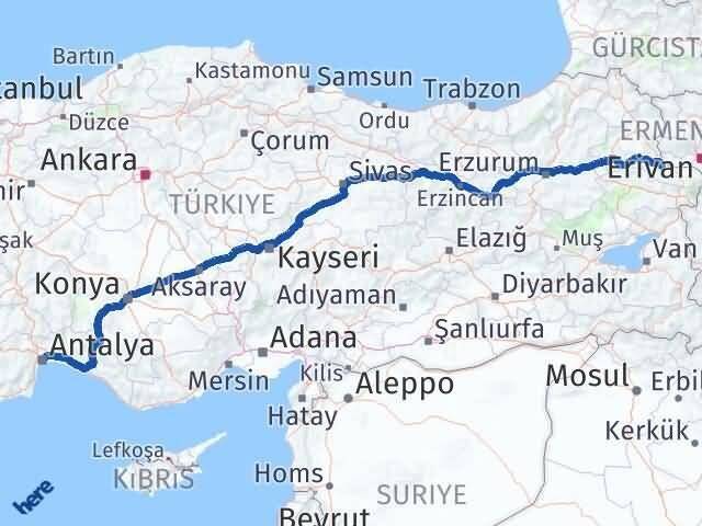 Iğdır Tuzluca Antalya Arası Kaç Km - Yol Haritası