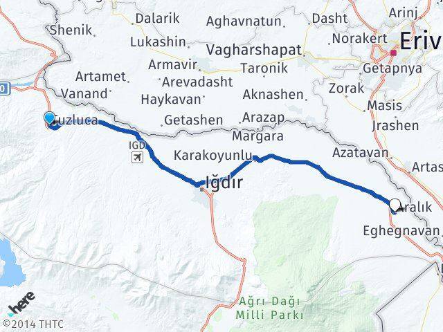 Iğdır Tuzluca Aralık Arası Kaç Km - Yol Haritası