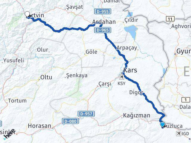 Iğdır Tuzluca Artvin Arası Kaç Km - Yol Haritası