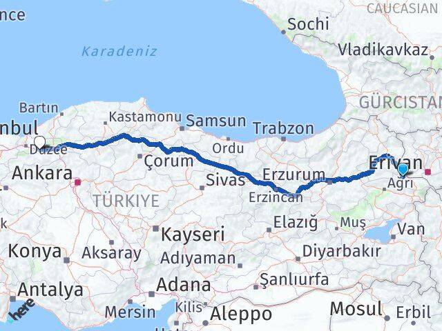 Iğdır Tuzluca Bolu Arası Kaç Km - Yol Haritası