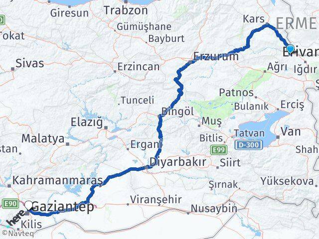 Iğdır Tuzluca Gaziantep Arası Kaç Km - Yol Haritası