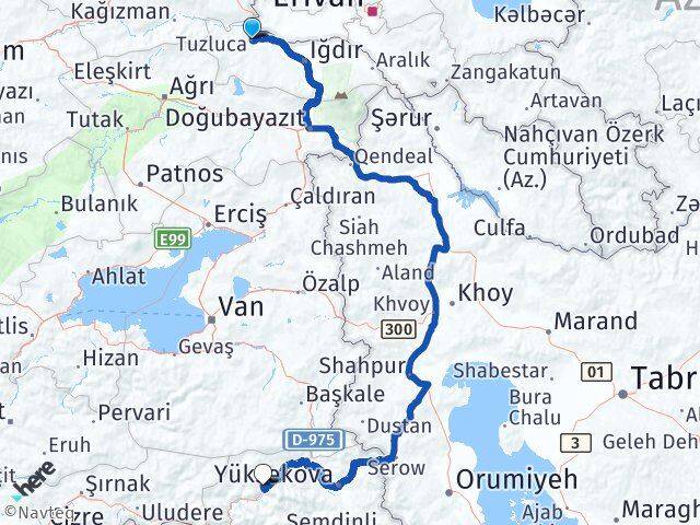 Iğdır Tuzluca Hakkari Arası Kaç Km - Yol Haritası