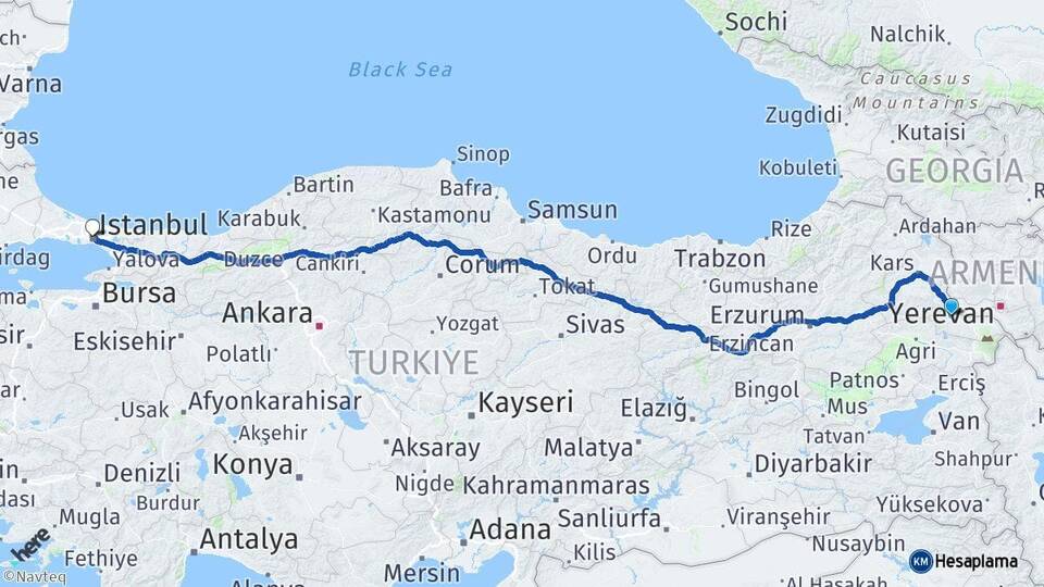 Iğdır Tuzluca İstanbul Arası Kaç Km - Yol Haritası
