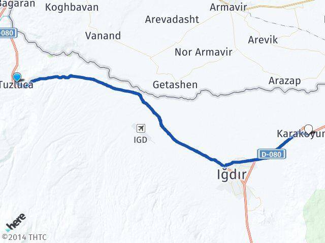 Iğdır Tuzluca Karakoyunlu Arası Kaç Km - Yol Haritası