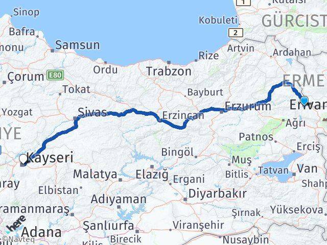 Iğdır Tuzluca Kayseri Arası Kaç Km - Yol Haritası