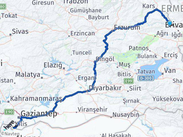 Iğdır Tuzluca Kilis Arası Kaç Km - Yol Haritası