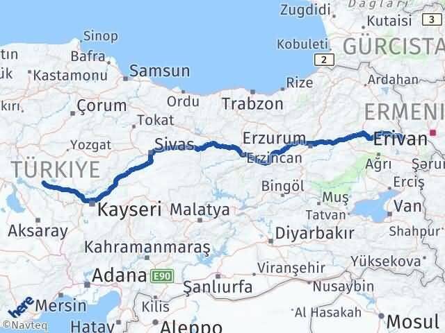 Iğdır Tuzluca Kırşehir Arası Kaç Km - Yol Haritası