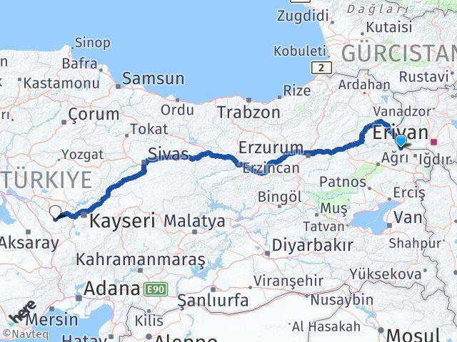 Iğdır Tuzluca Nevşehir Arası Kaç Km - Yol Haritası