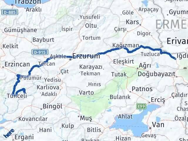 Iğdır Yayladere Bingöl Arası Kaç Km - Yol Haritası