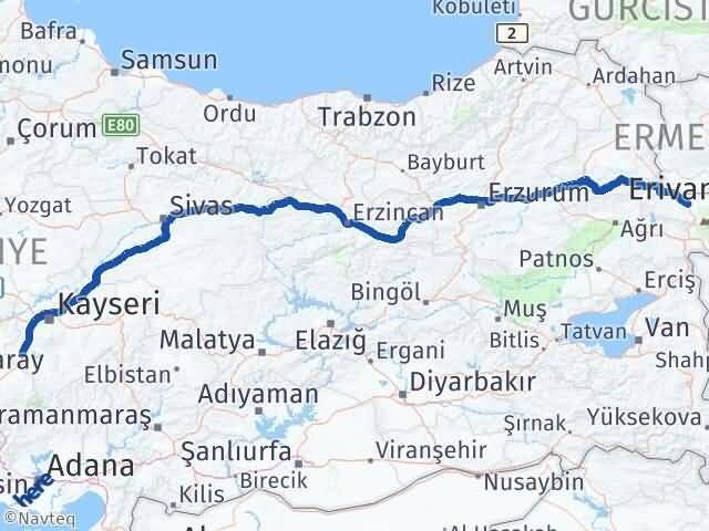Iğdır Yeşilhisar Kayseri Arası Kaç Km - Yol Haritası