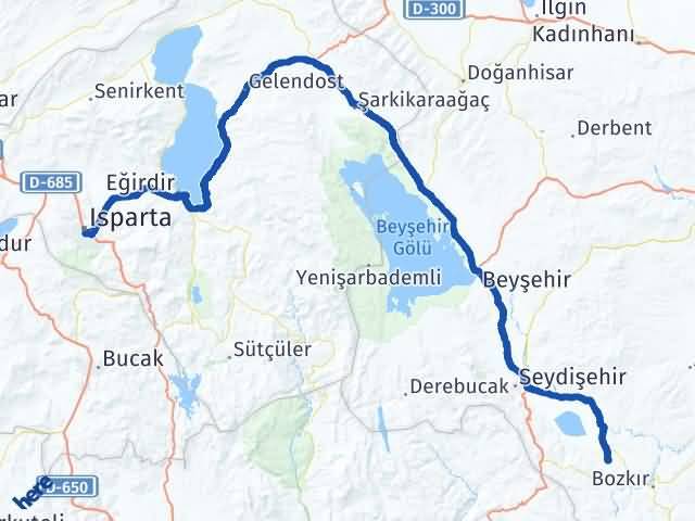 Isparta Ahırlı Konya Arası Kaç Km - Yol Haritası
