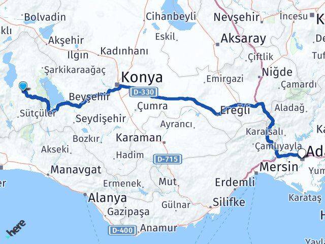 Isparta Aksu Adana Arası Kaç Km - Yol Haritası