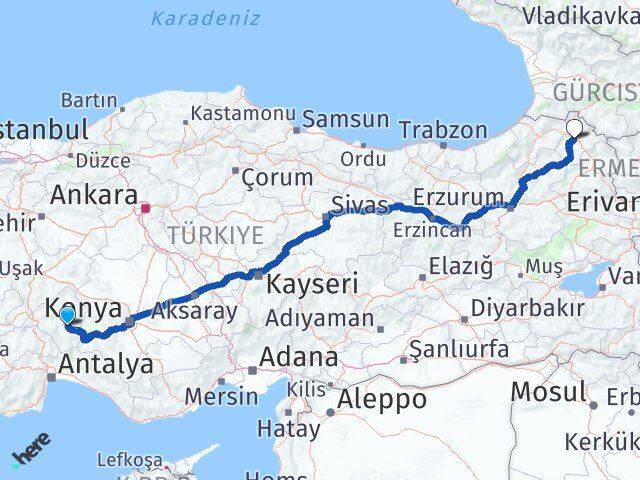 Isparta Aksu Ardahan Arası Kaç Km - Yol Haritası