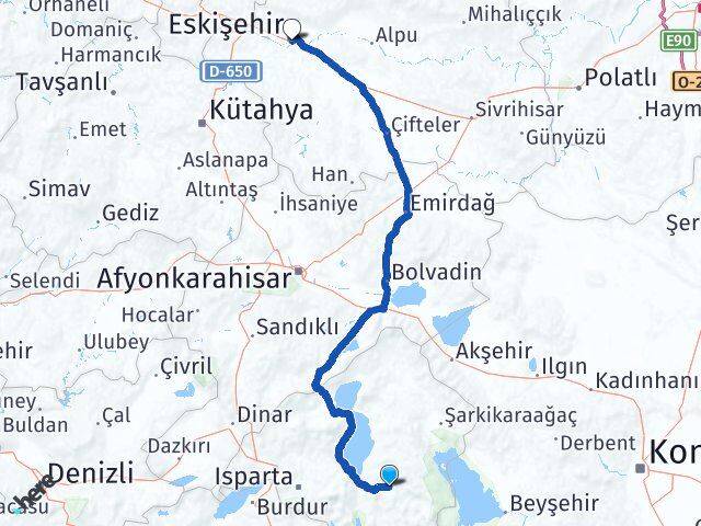 Isparta Aksu Eskişehir Arası Kaç Km - Yol Haritası