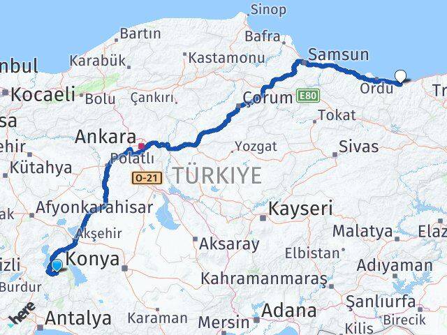 Isparta Aksu Giresun Arası Kaç Km - Yol Haritası