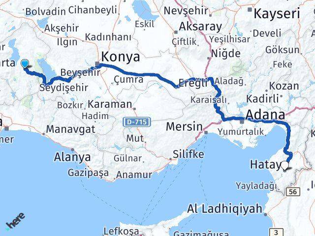 Isparta Aksu Hatay Arası Kaç Km - Yol Haritası