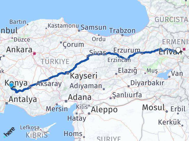 Isparta Aksu Iğdır Arası Kaç Km - Yol Haritası