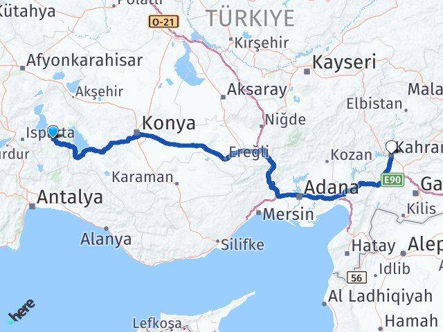 Isparta Aksu Kahramanmaraş Arası Kaç Km - Yol Haritası