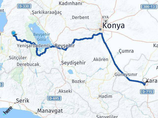 Isparta Aksu Karaman Arası Kaç Km - Yol Haritası
