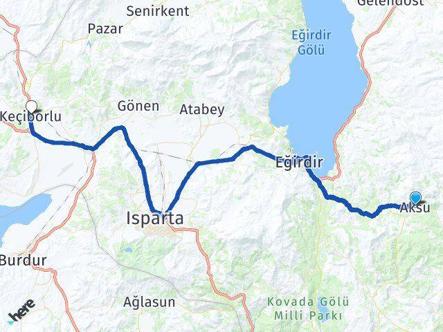 Isparta Aksu Keçiborlu Arası Kaç Km - Yol Haritası