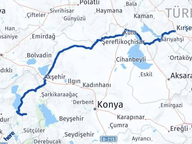 Isparta Aksu Kırşehir Arası Kaç Km - Yol Haritası