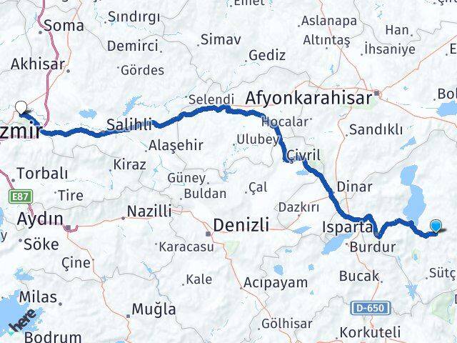 Isparta Aksu Manisa Arası Kaç Km - Yol Haritası