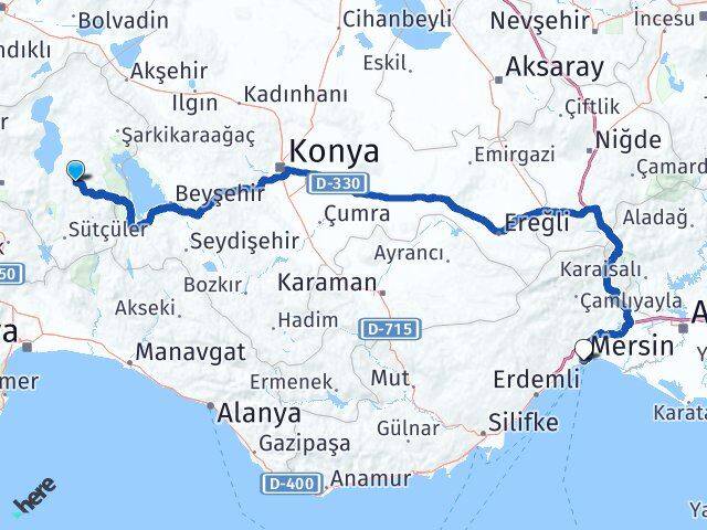 Isparta Aksu Mersin Arası Kaç Km - Yol Haritası