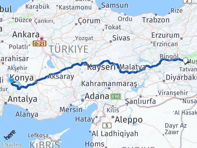 Isparta Aksu Muş Arası Kaç Km - Yol Haritası