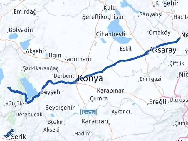 Isparta Aksu Nevşehir Arası Kaç Km - Yol Haritası