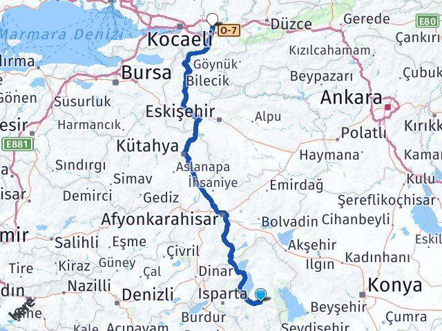 Isparta Aksu Sakarya Arası Kaç Km - Yol Haritası