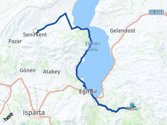 Isparta Aksu Senirkent Arası Kaç Km - Yol Haritası