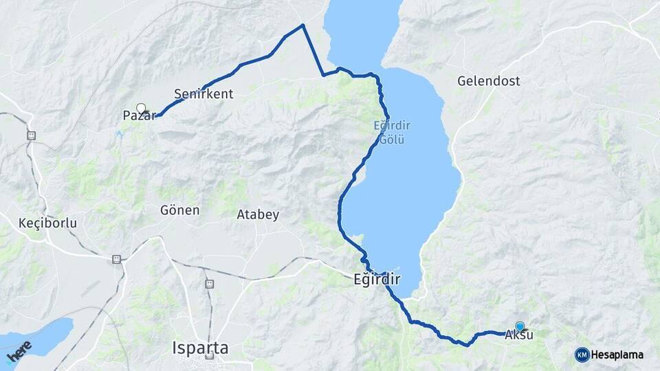 Isparta Aksu Uluborlu Arası Kaç Km - Yol Haritası