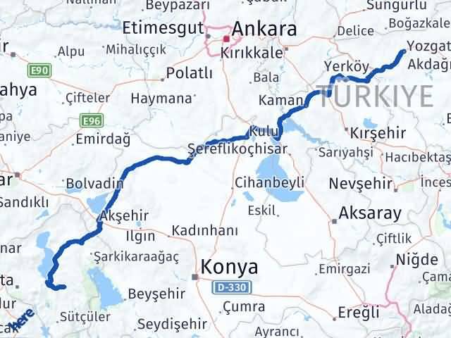 Isparta Aksu Yozgat Arası Kaç Km - Yol Haritası